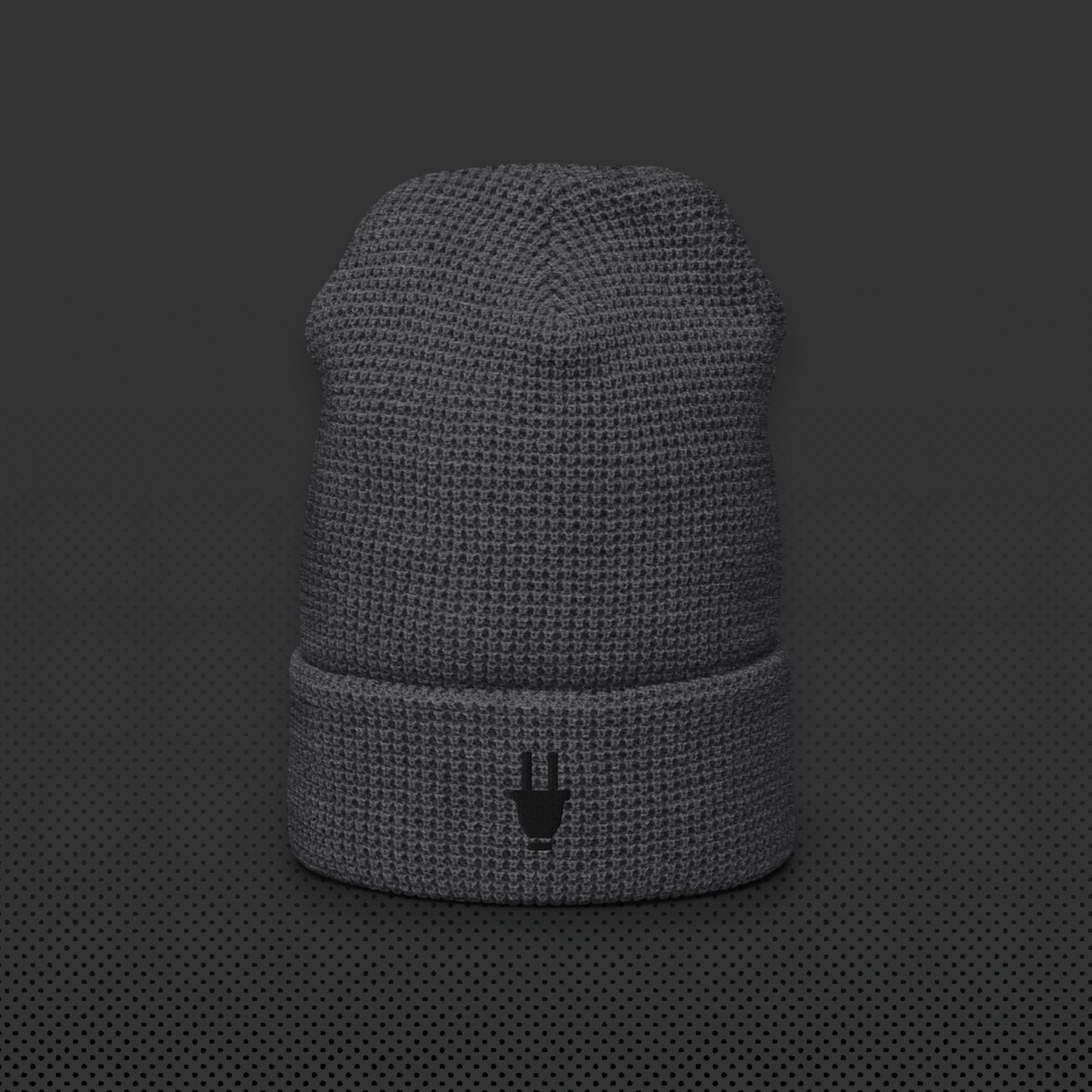 Branded Waffle Beanie | Grey & Black