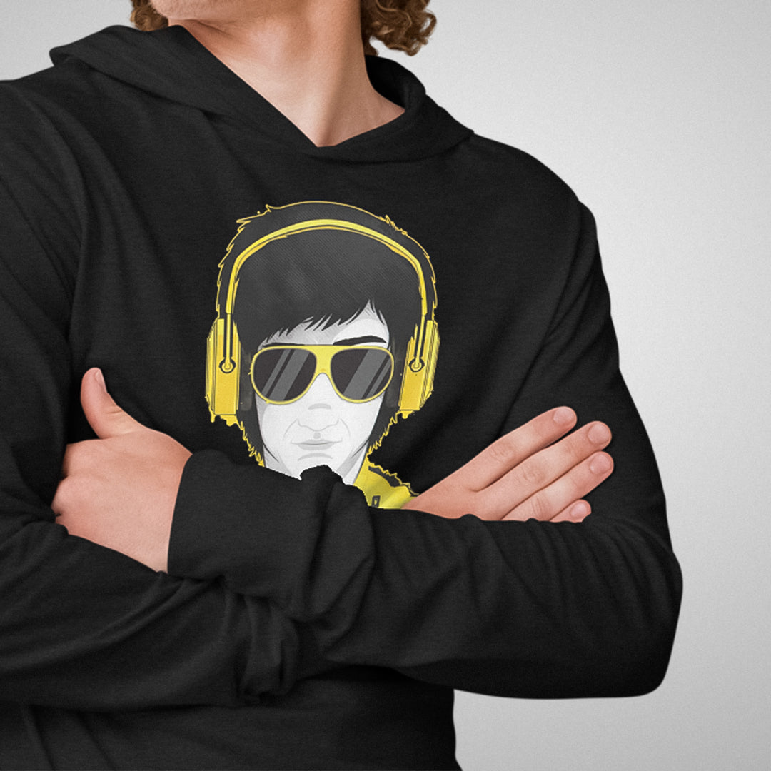 Electric Fighter Graphic Hooded Shirt | Charcoal