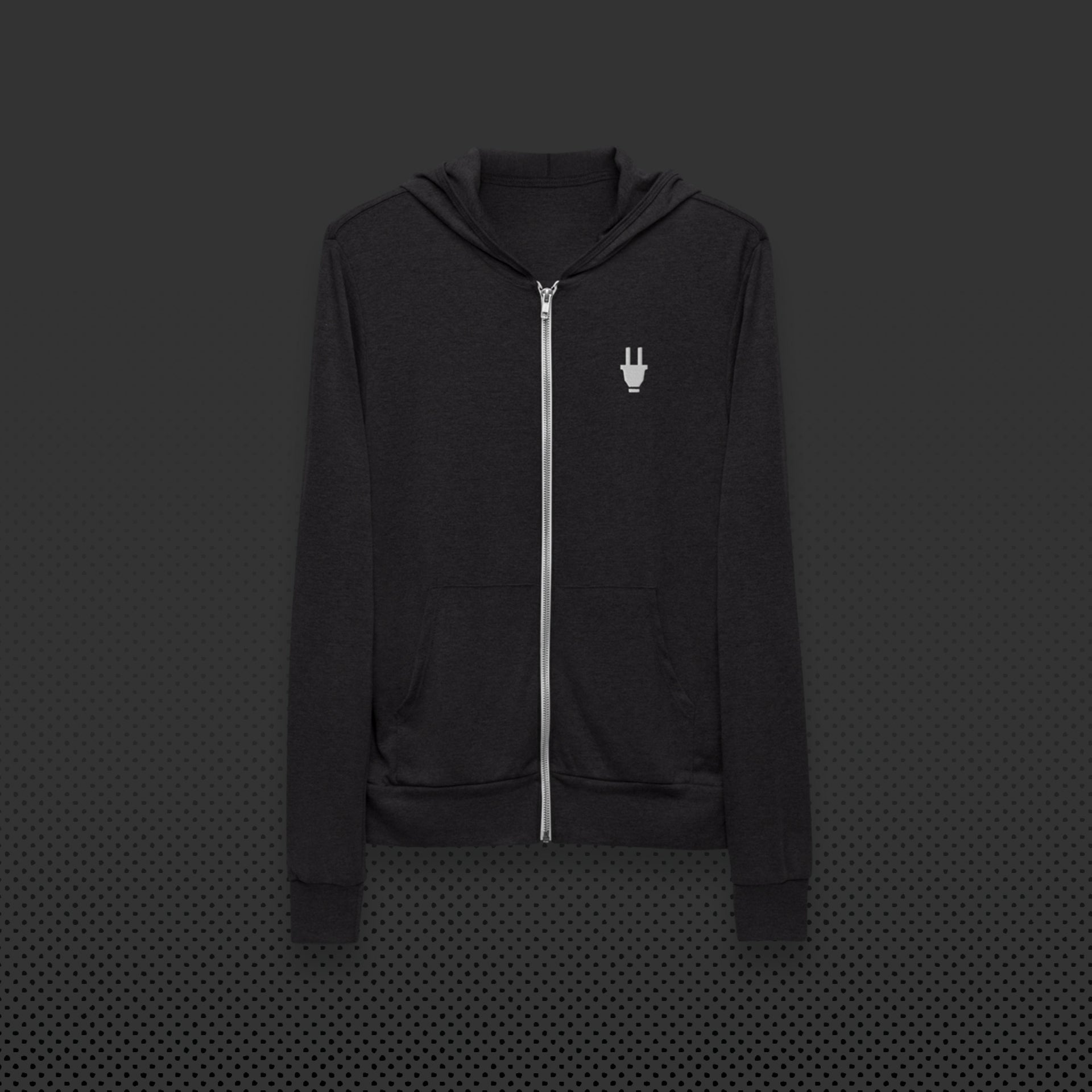 Branded Zipper Hoodie Charcoal Electric Esthetic