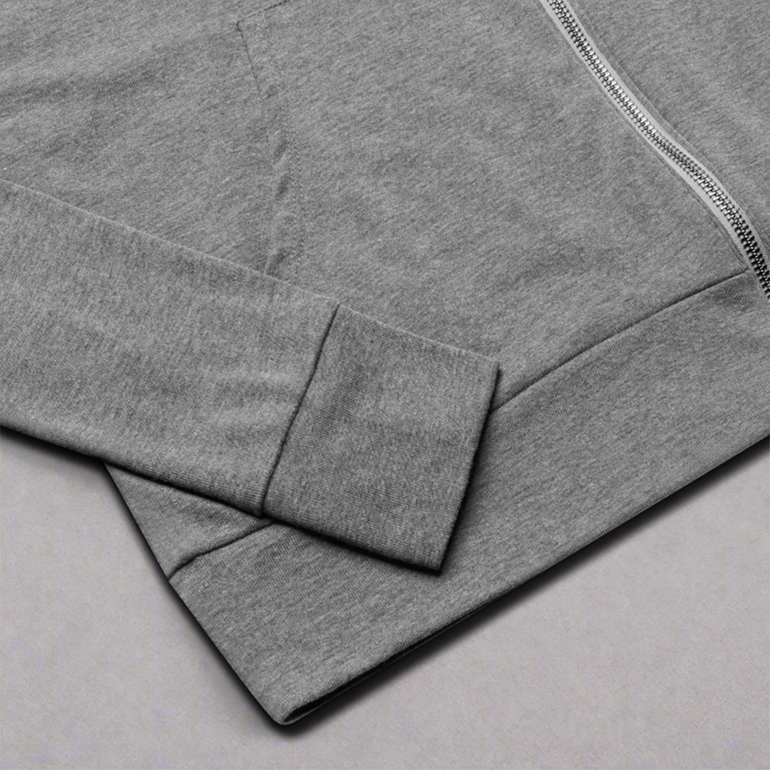 Branded Zipper Hoodie | Grey