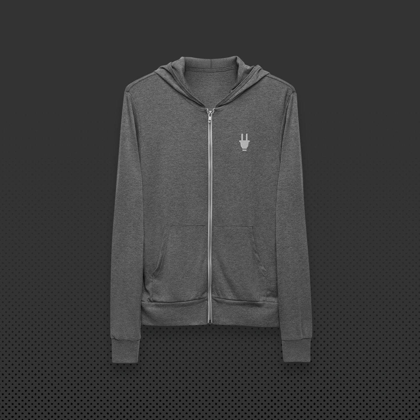 Branded Zipper Hoodie | Grey
