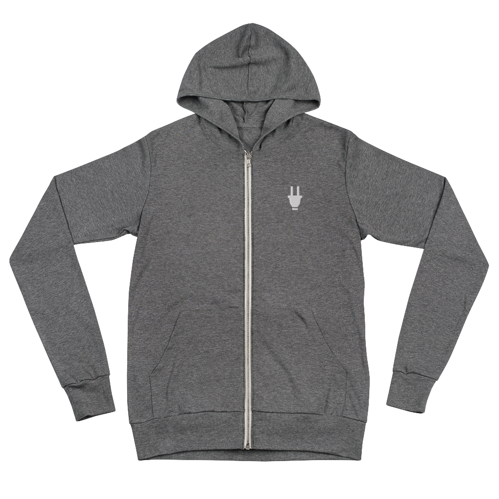 Branded Zipper Hoodie | Grey