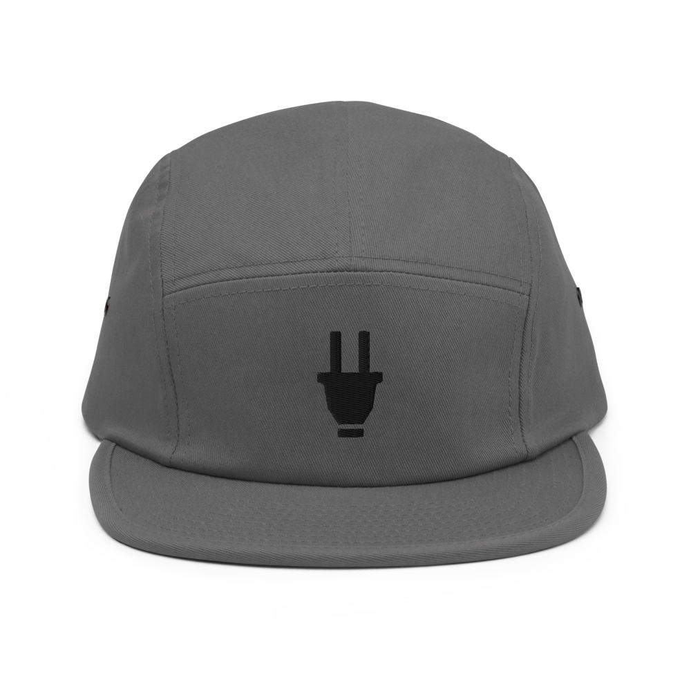 Branded 5 Panel Cap | Grey & Black