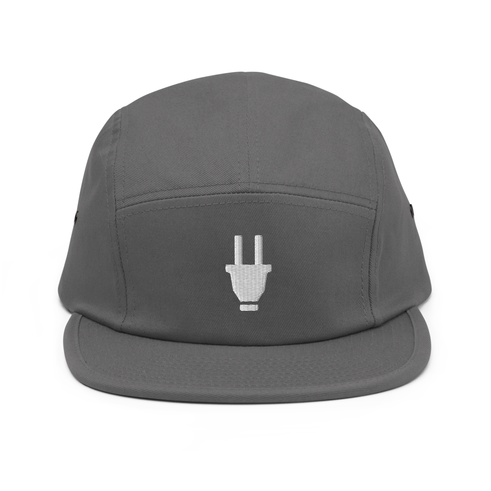 Branded 5 Panel Cap | Grey & White