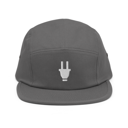 Branded 5 Panel Cap | Grey & White