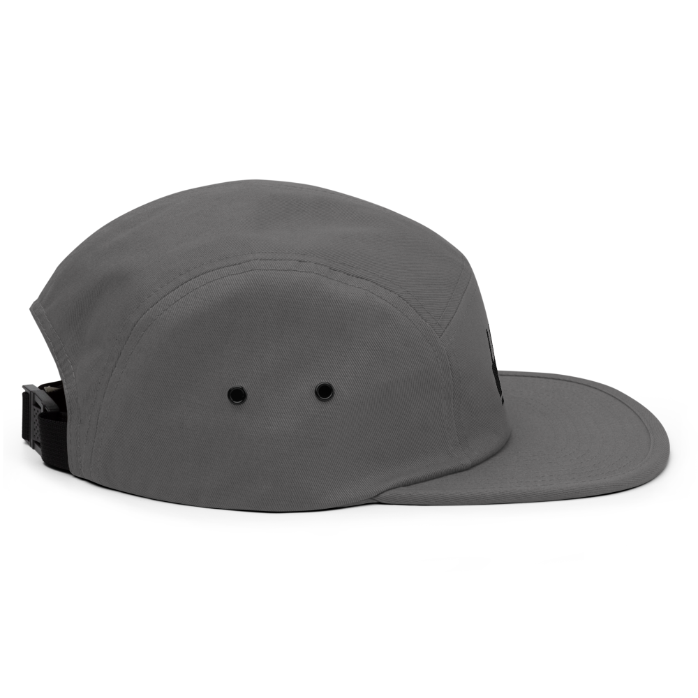 Branded 5 Panel Cap | Grey & Black