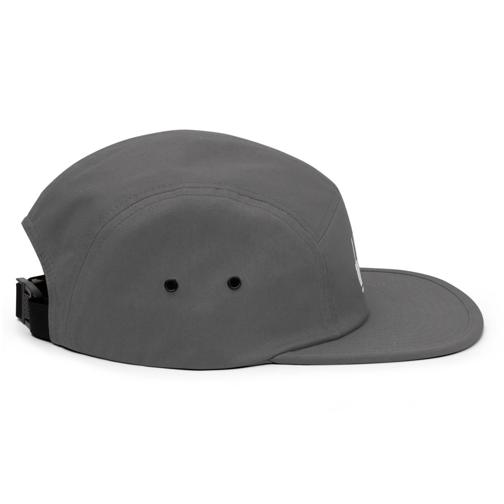 Branded 5 Panel Cap | Grey & White