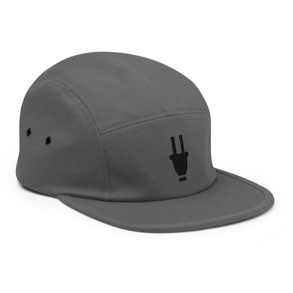 Branded 5 Panel Cap | Grey & Black