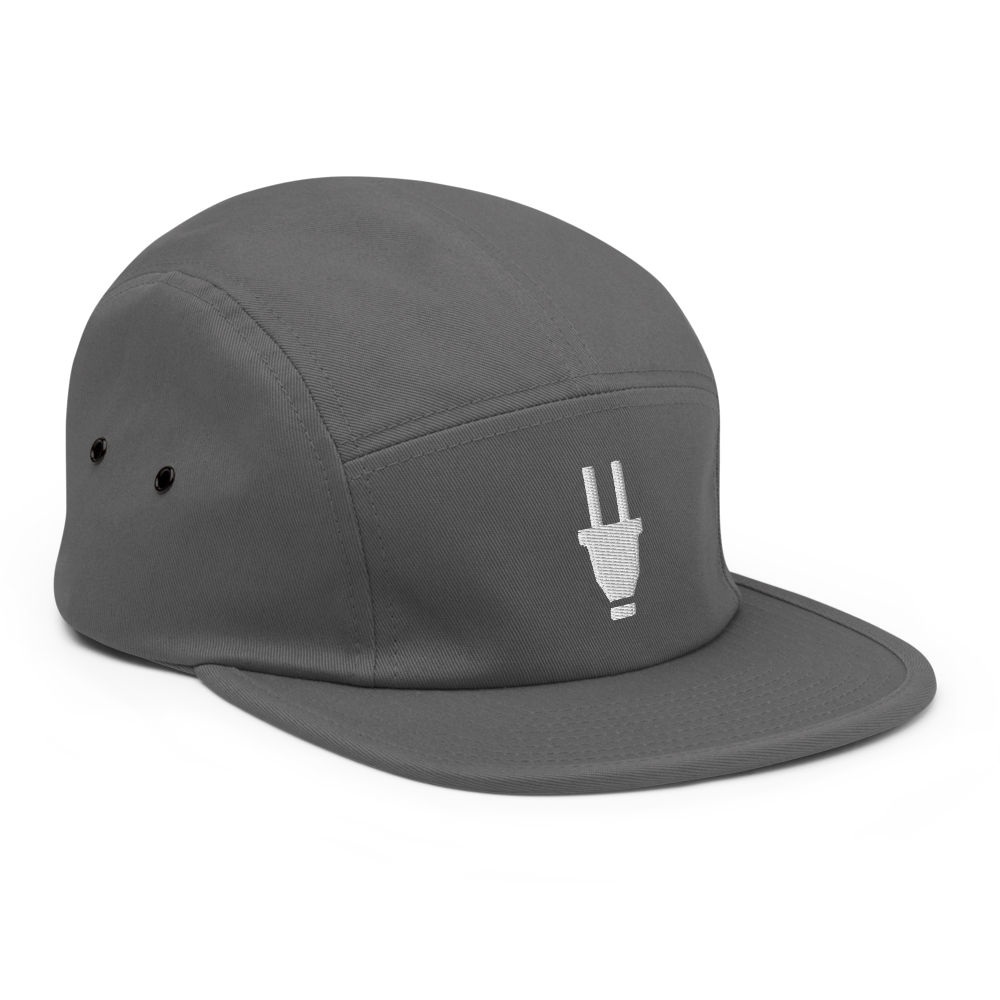 Branded 5 Panel Cap | Grey & White