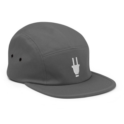 Branded 5 Panel Cap | Grey & White