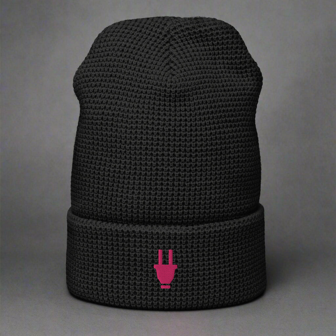 Branded Waffle Beanie | Black