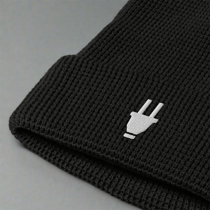 Branded Waffle Beanie | Black & White