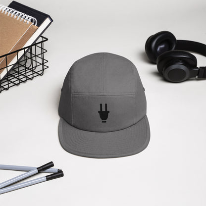 Branded 5 Panel Cap | Grey & Black