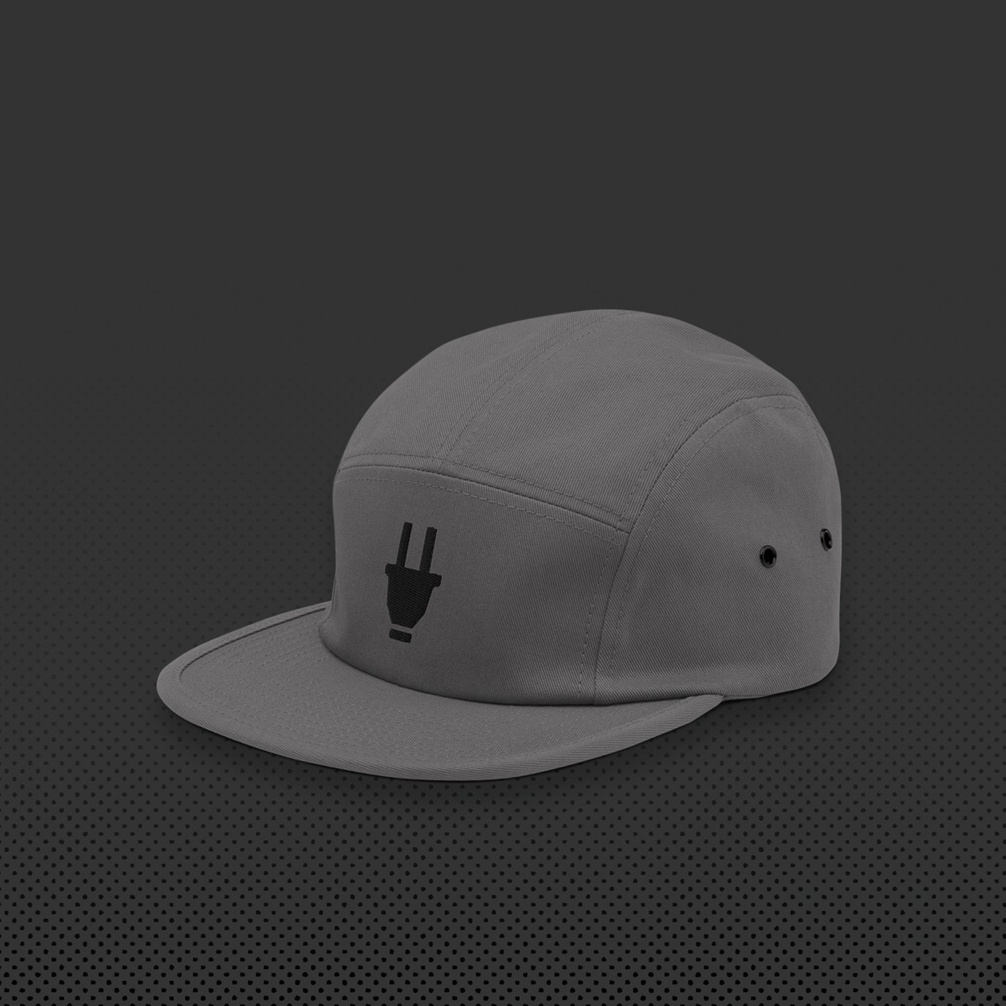 Branded 5 Panel Cap | Grey & Black