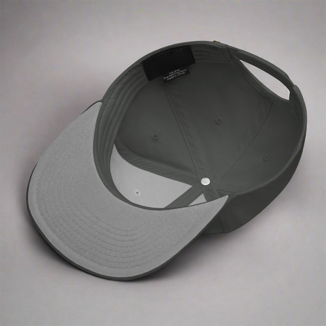 Branded Snapback Cap | Grey & White