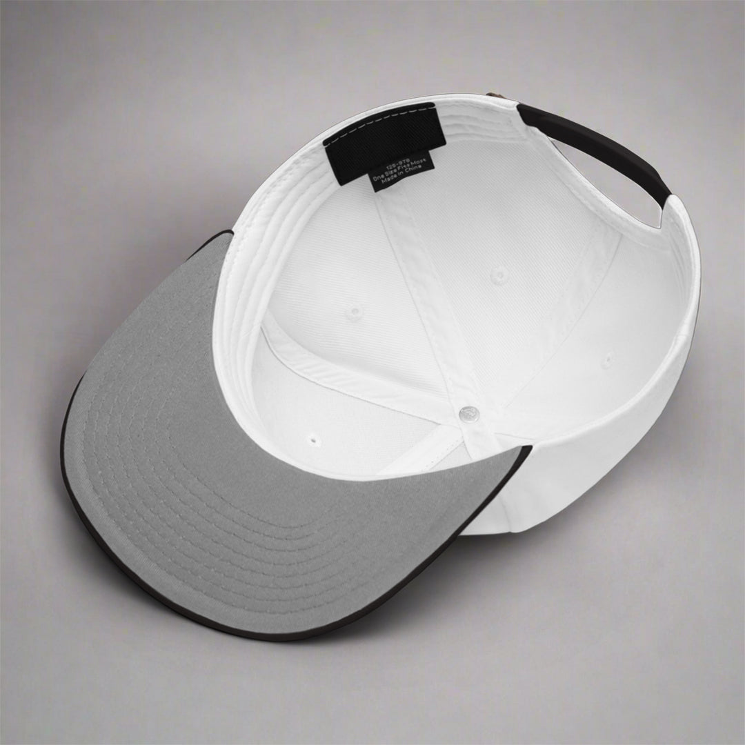 Branded Snapback Cap | White & Black