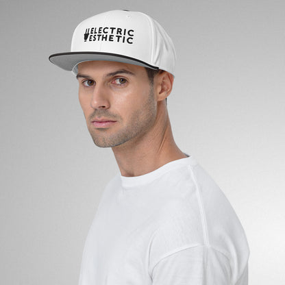 Branded Snapback Cap | White & Black