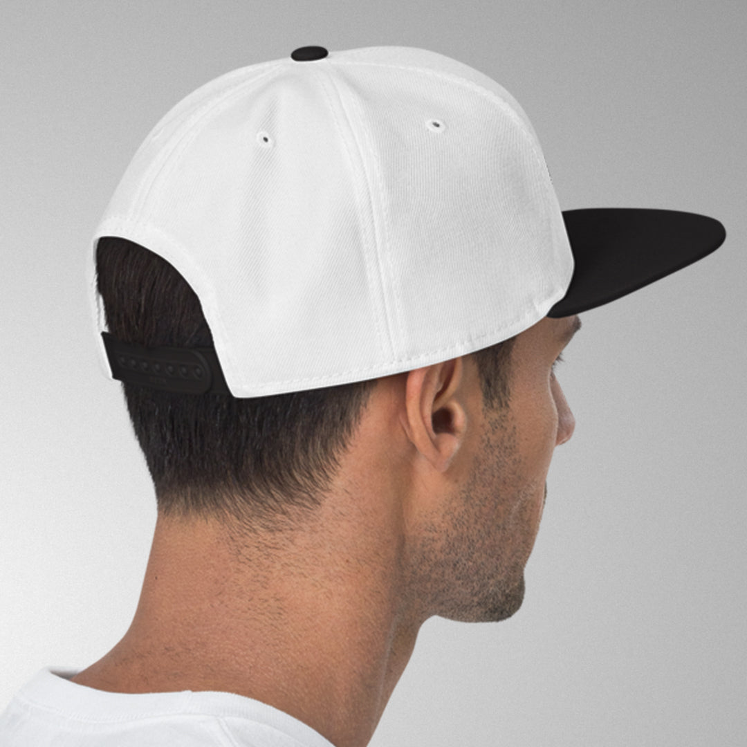 Branded Snapback Cap | White & Black