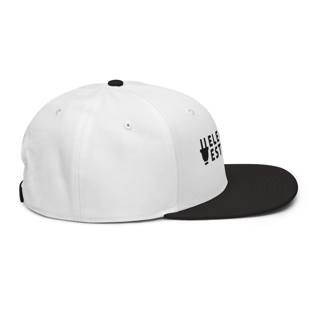 Branded Snapback Cap | White & Black