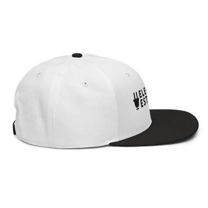 Branded Snapback Cap | White & Black