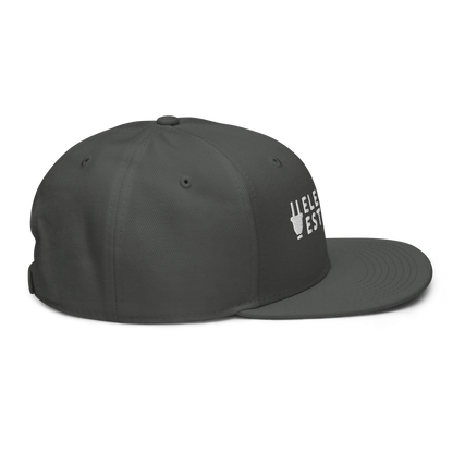 Branded Snapback Cap | Grey & White